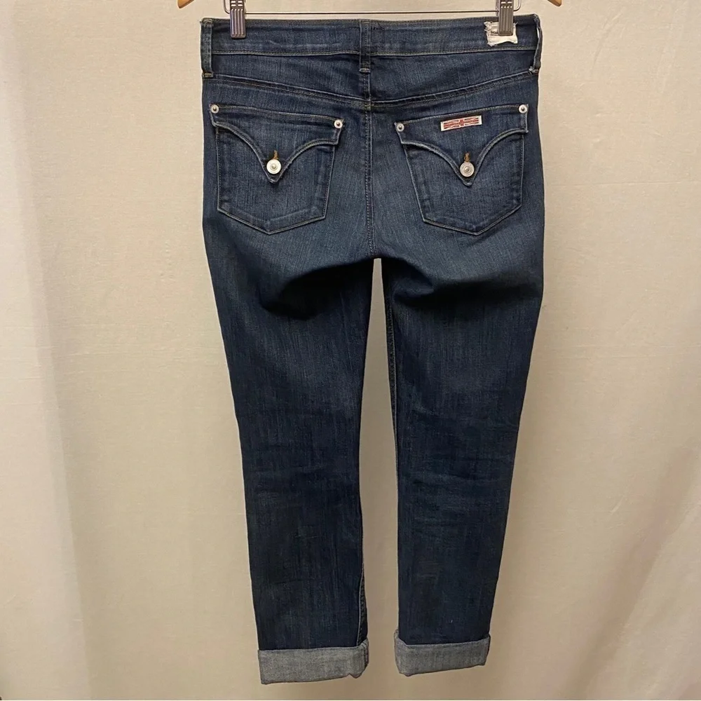 Hudson 26 (2) Bacara Crop Straight Cuffed Jeans Womens Stretch Low Rise Flap